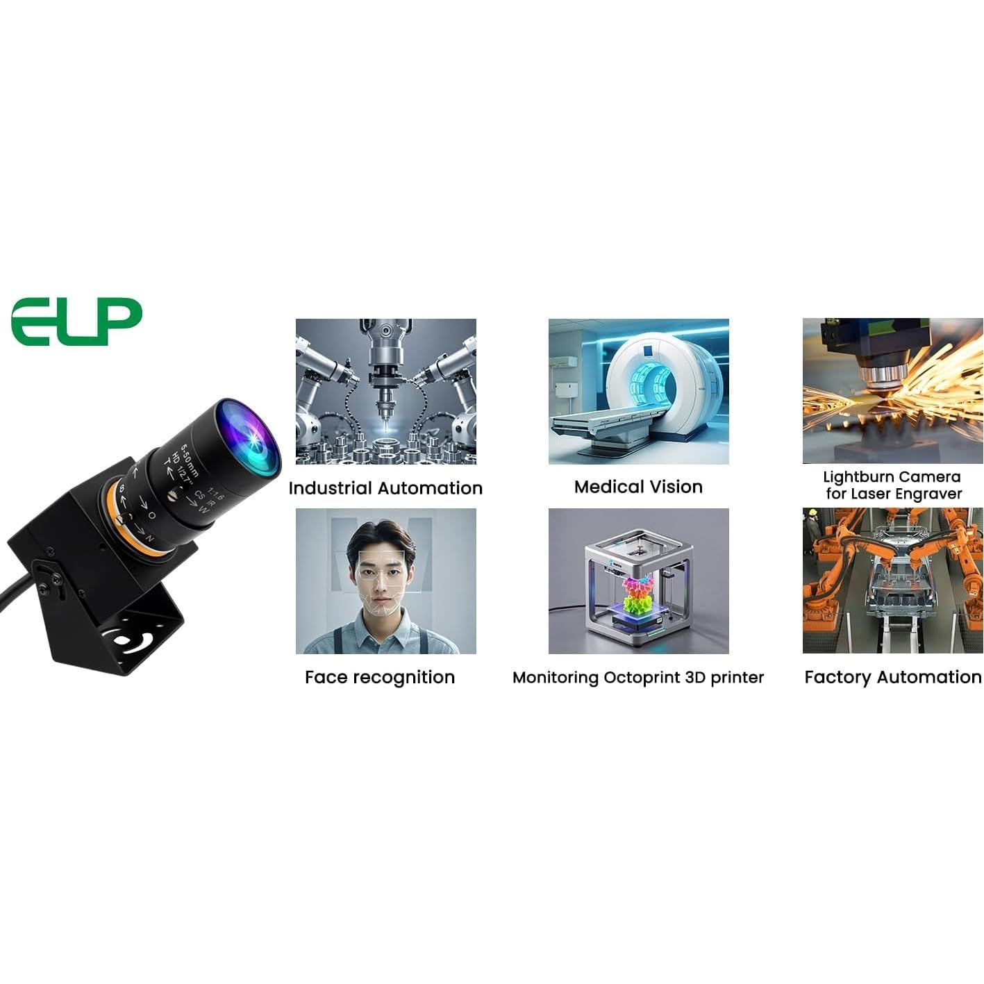 Cámara Web USB ELP 5MP 10X Zoom 1440P Alta Velocidad