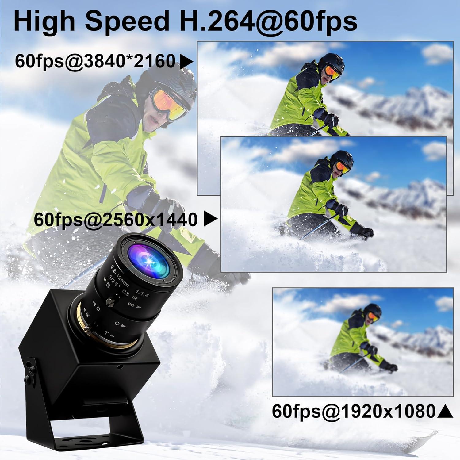 Cámara Web ELP 4K 60fps USB3.0 HDMI - Zoom 4X - Alta Velocidad