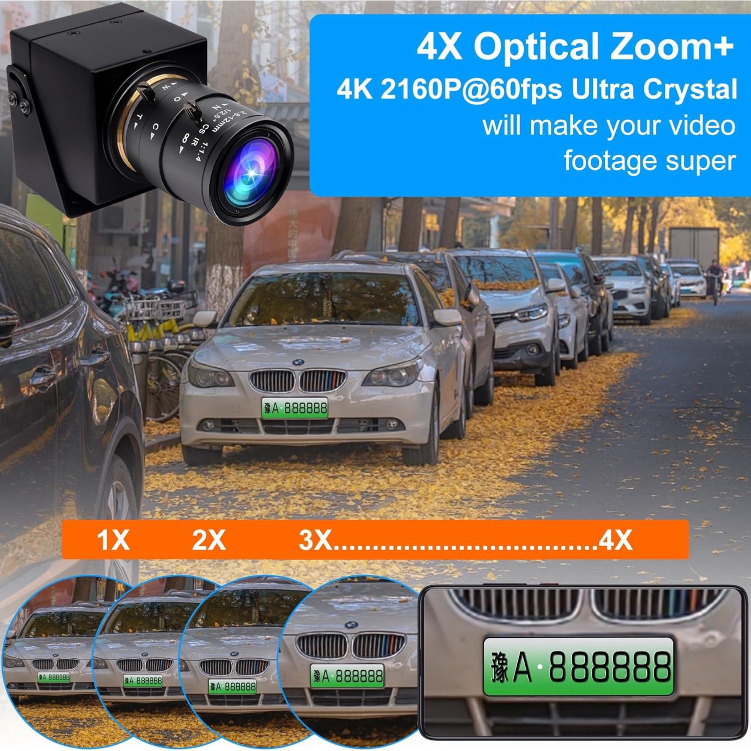 Cámara Web ELP 4K 60fps USB3.0 HDMI - Zoom 4X - Alta Velocidad