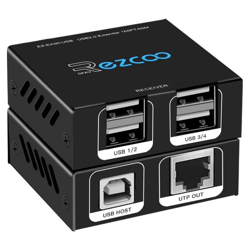 Extensor USB 50m EZCOO HUB 4 Puertos USB2.0 sobre Ethernet