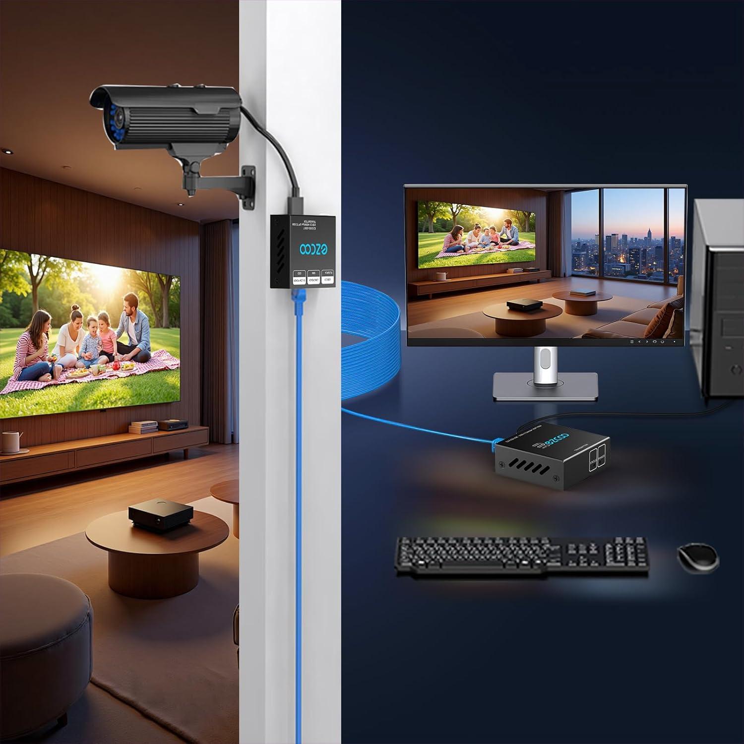 Extensor USB 50m EZCOO HUB 4 Puertos USB2.0 sobre Ethernet