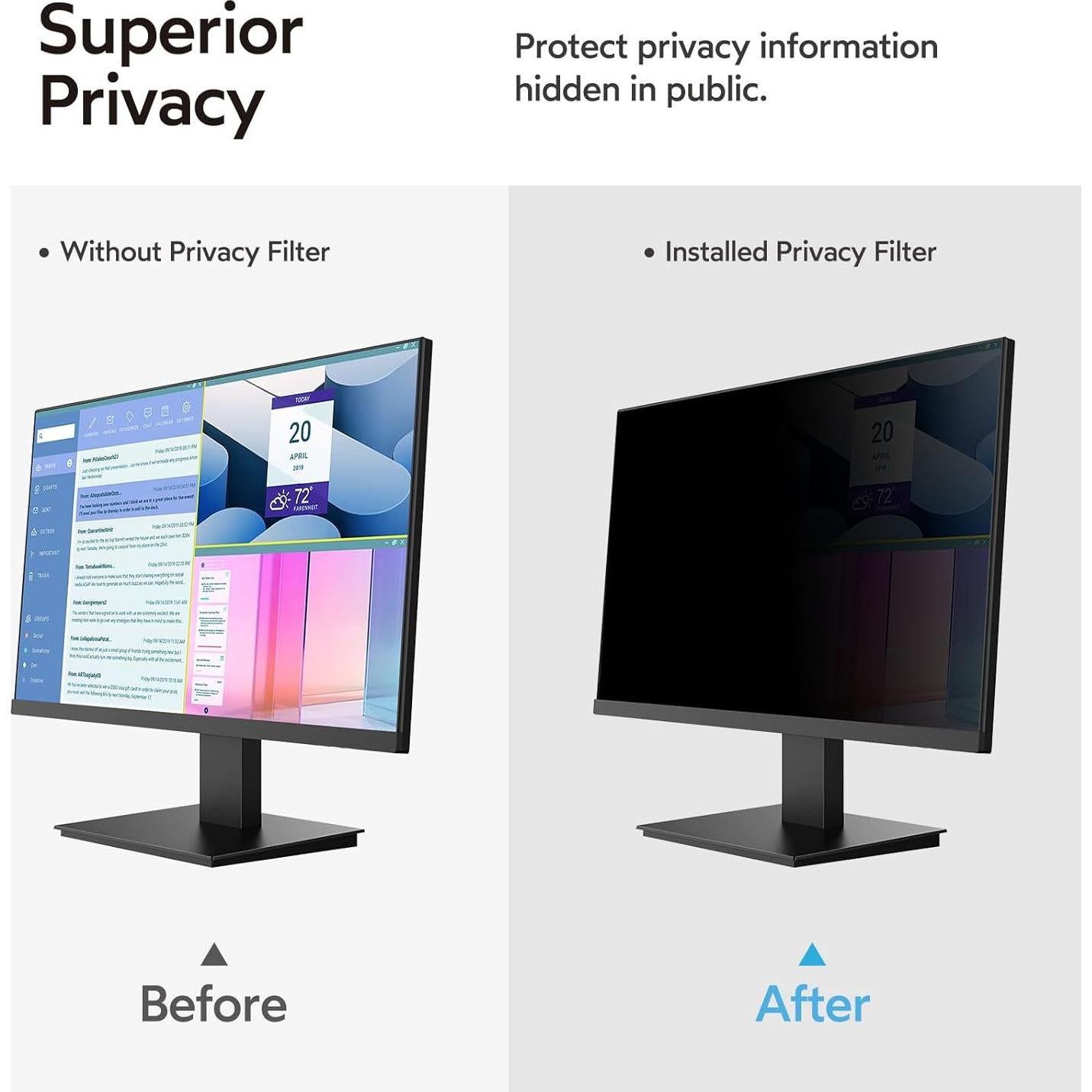 Filtro de Privacidad MOBDIK 27" Anti Luz Azul y Reflejos