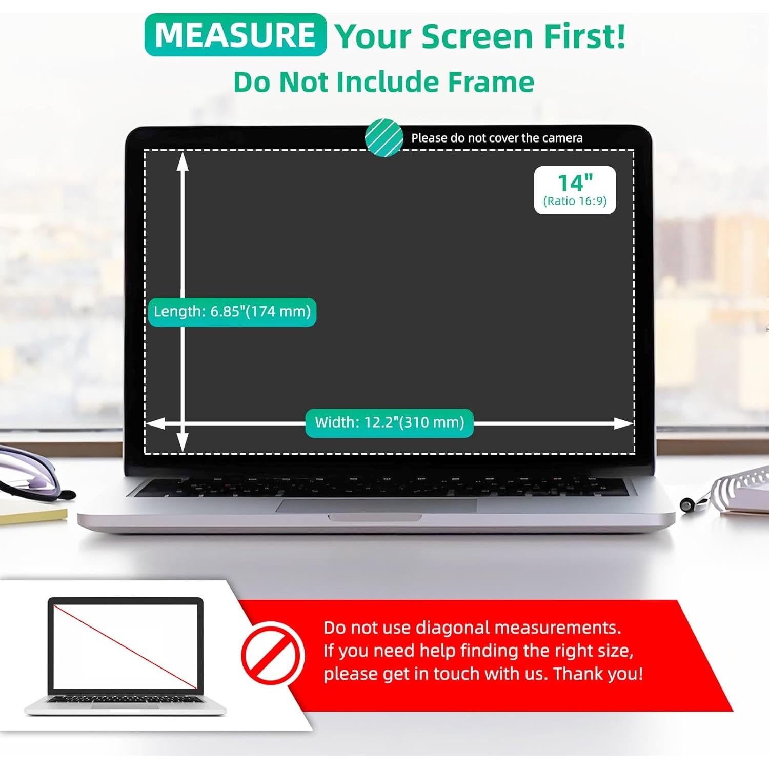 Protector de Pantalla Privada 14" ARAHFUN Anti Rayones Mate Brillante