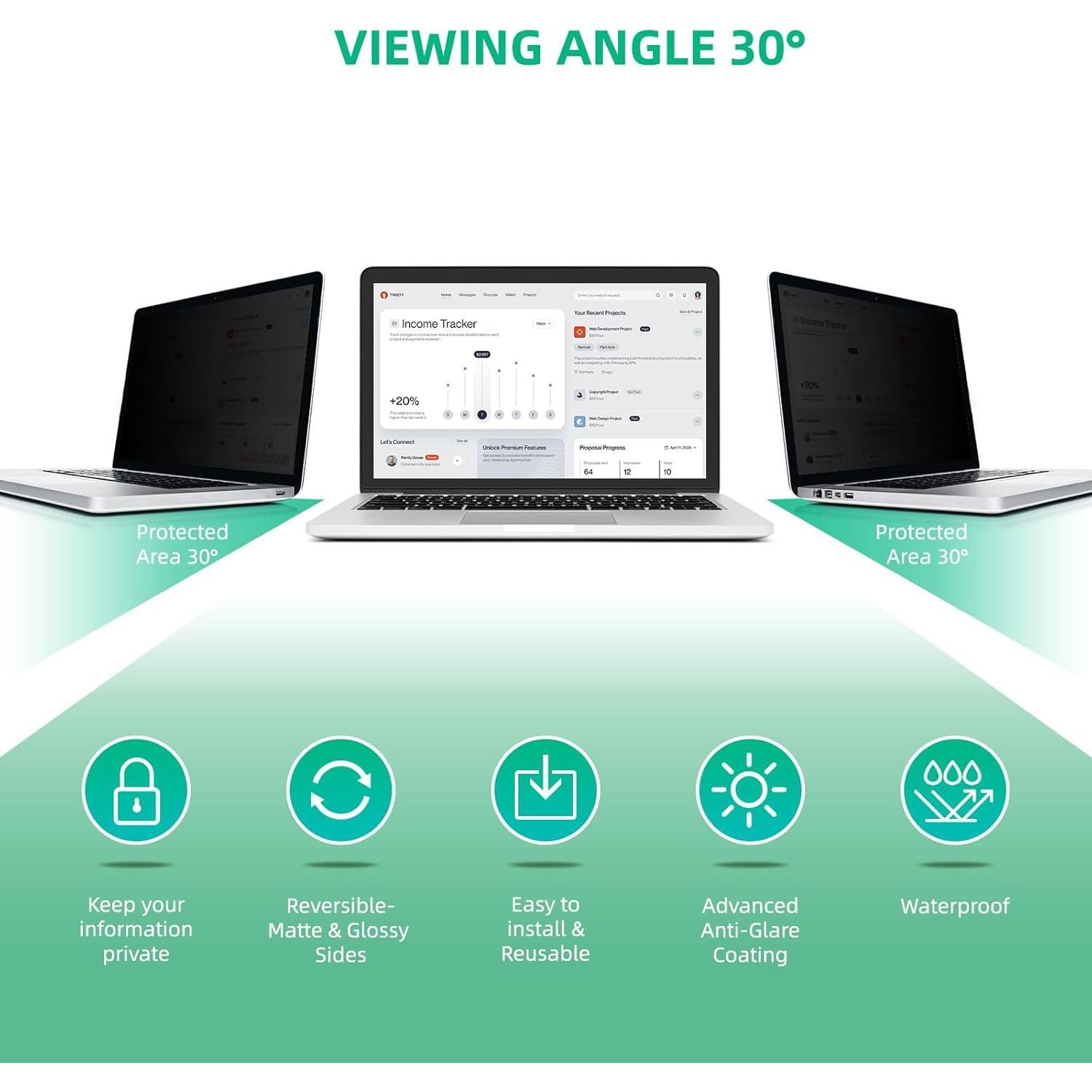 Protector de Pantalla Privada 14" ARAHFUN Anti Rayones Mate Brillante