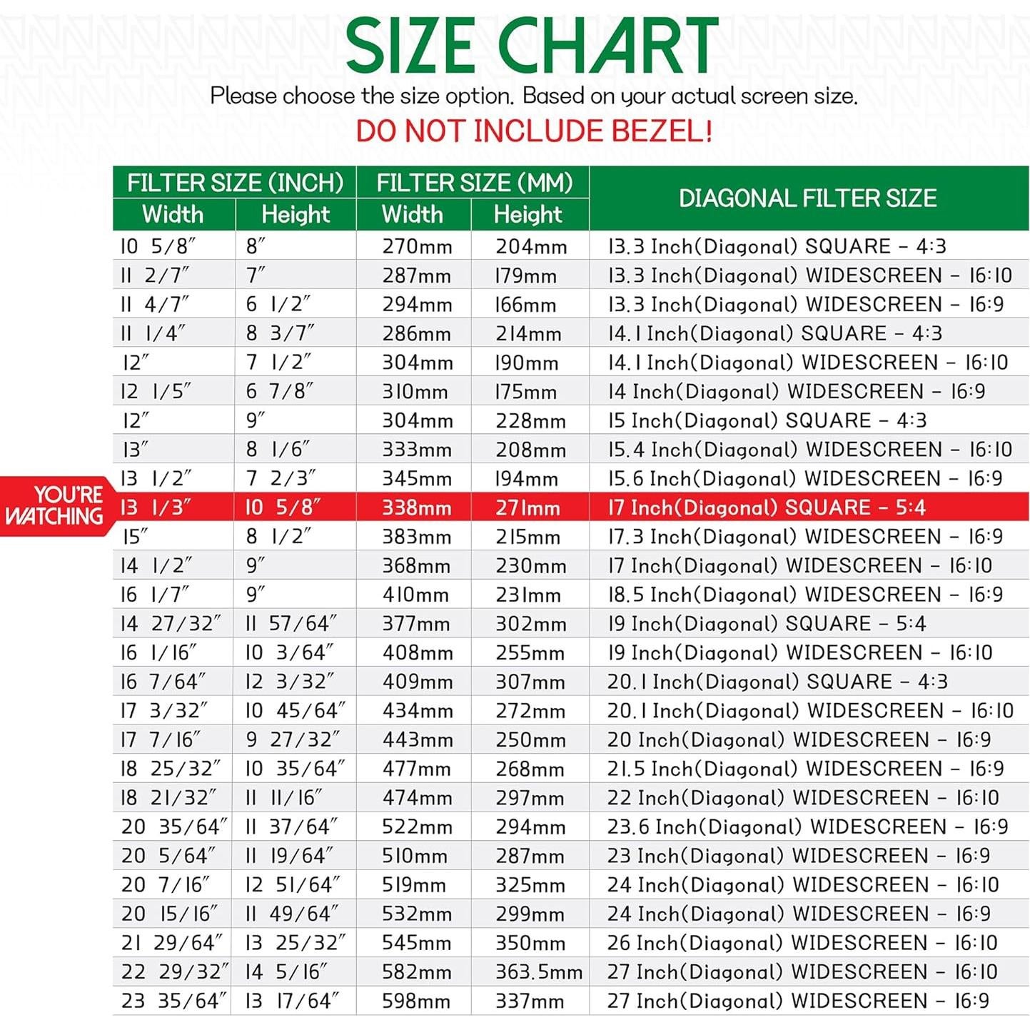 Filtro de Privacidad ANBAC 17" Antirreflejo UV y Luz Azul
