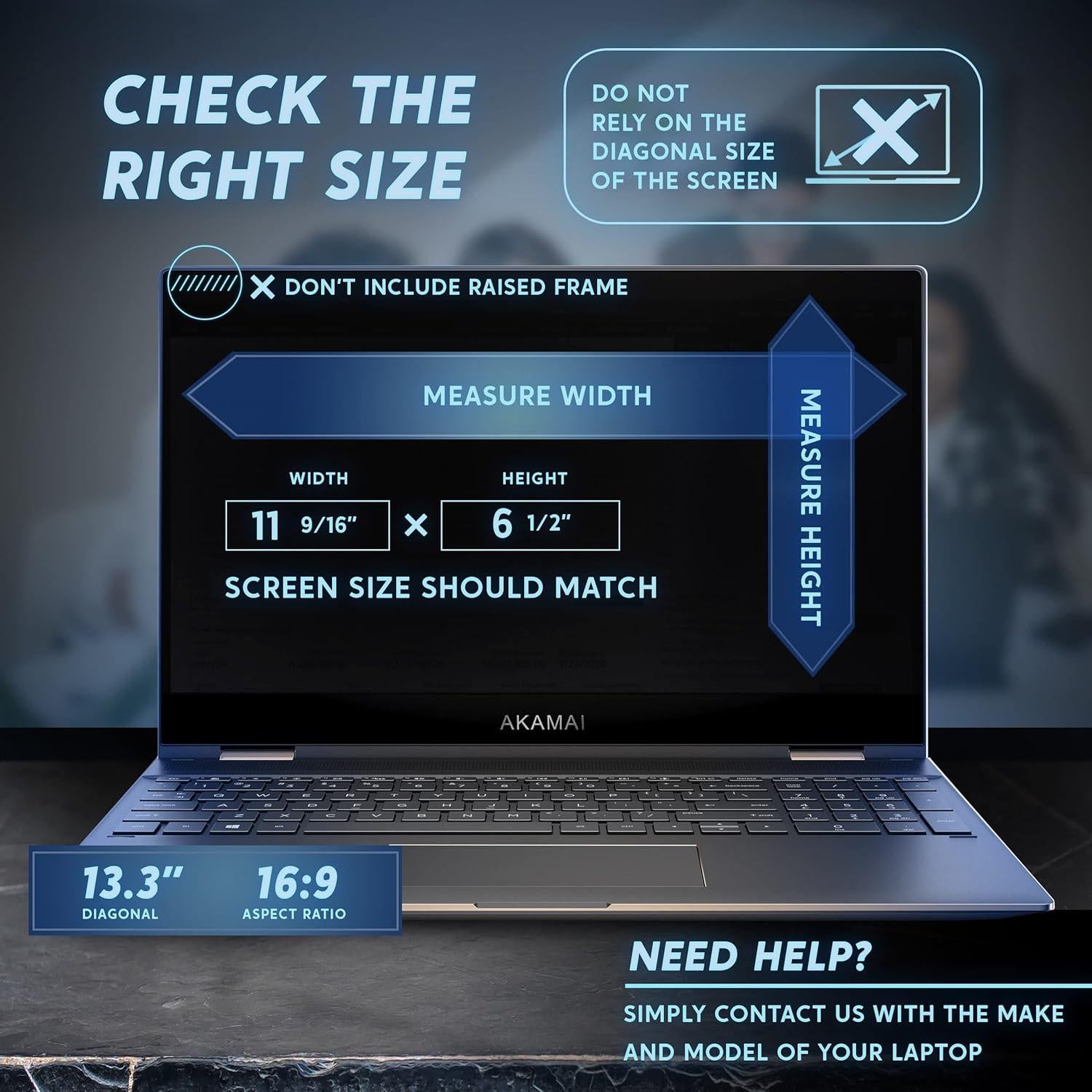 Filtro de Privacidad Akamai 13.3" Antirreflejo y Luz Azul