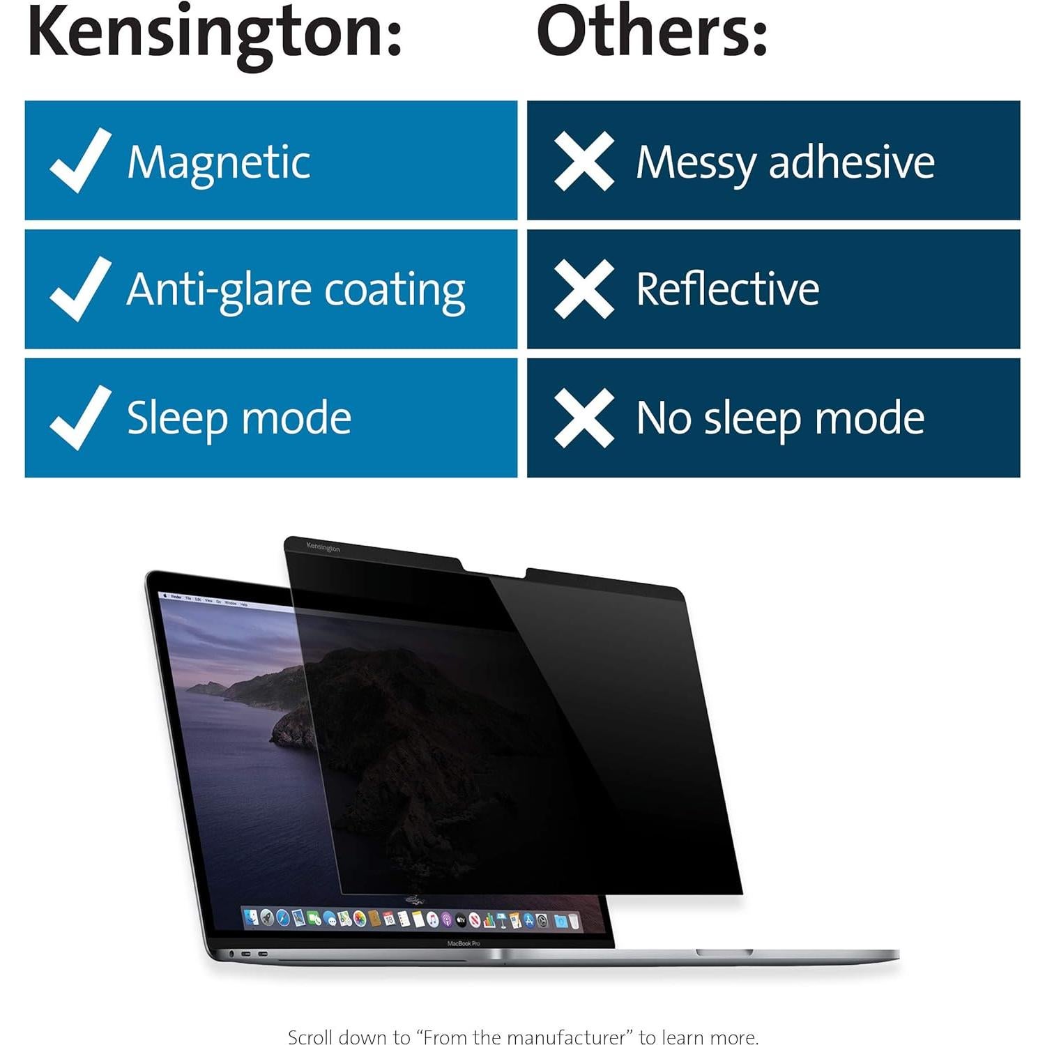 Pantalla de Privacidad Magnética Kensington MP15 para MacBook Pro 15" 2016-2019