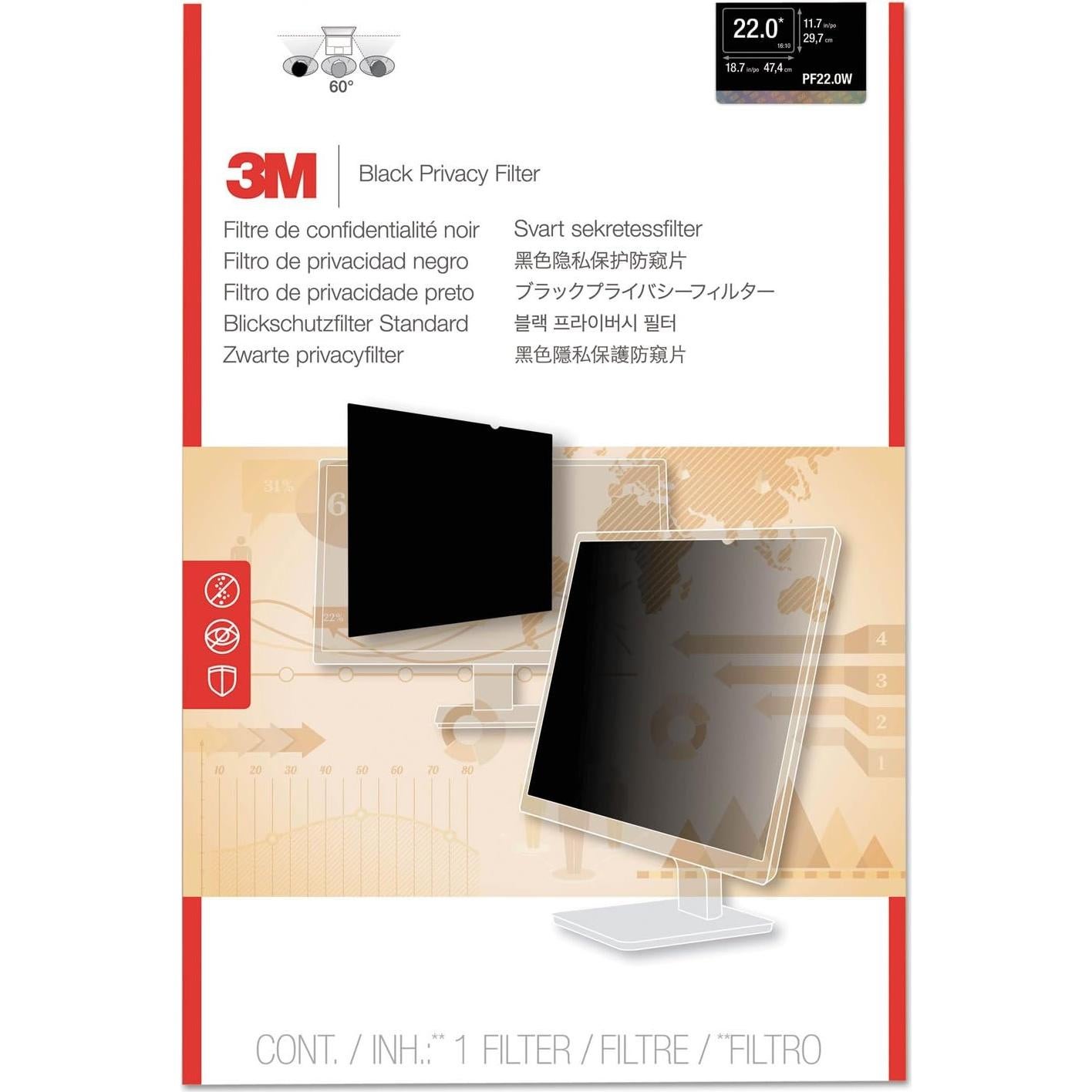 Filtro de Privacidad 3M PF220W1B para Monitor 22" Widescreen