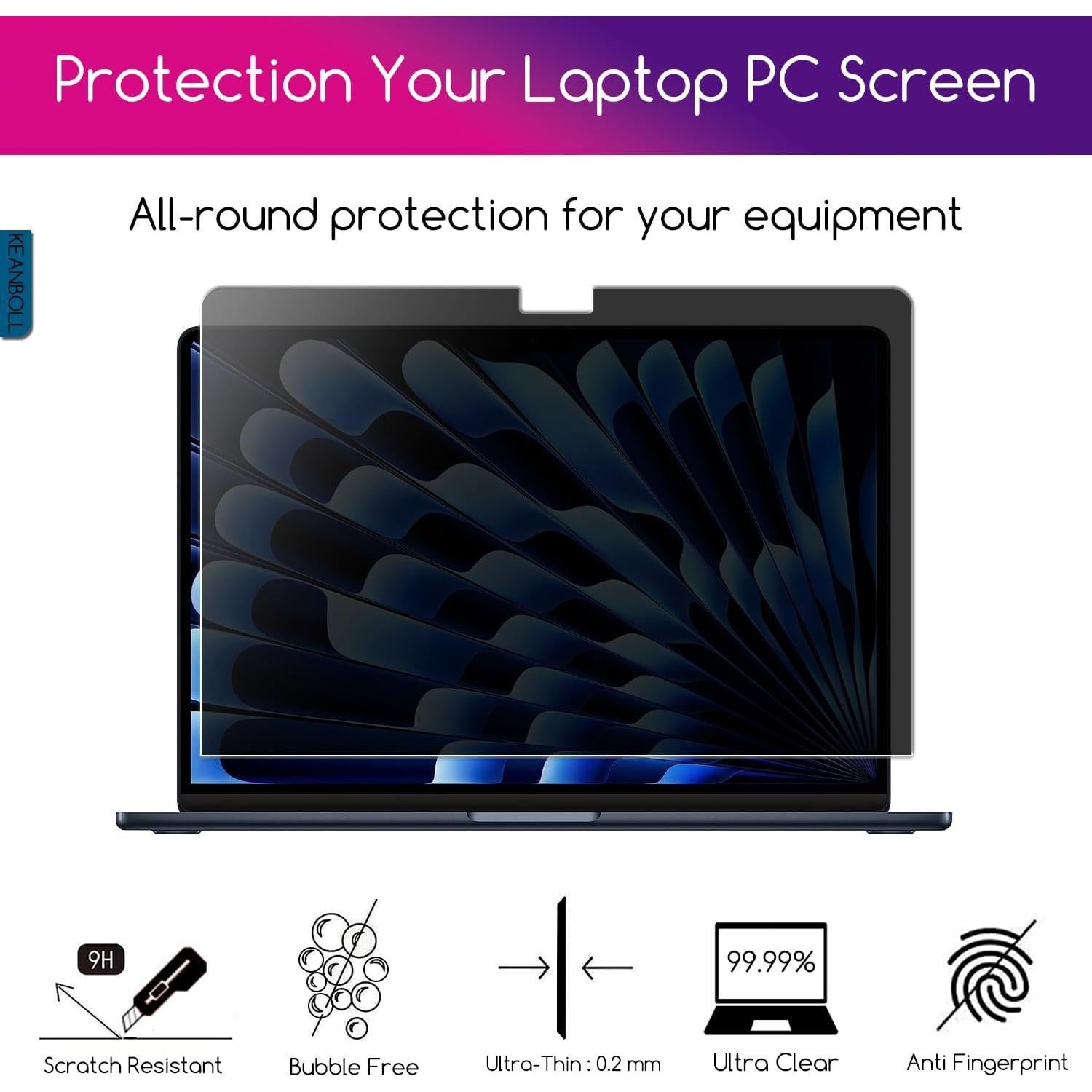 Protector de Pantalla Privado KEANBOLL 15.6" Vidrio Templado 9H