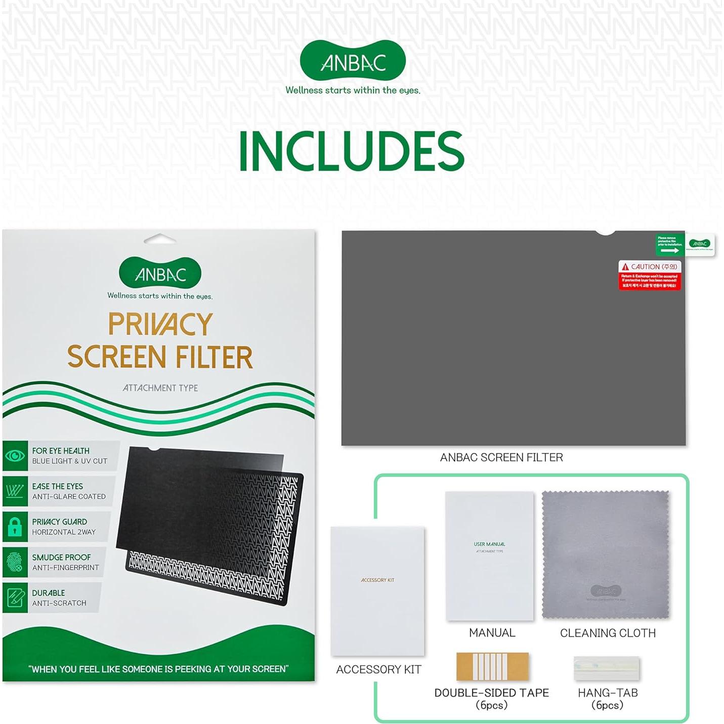 Filtro de Pantalla de Privacidad ANBAC 15" Antirreflejo UV