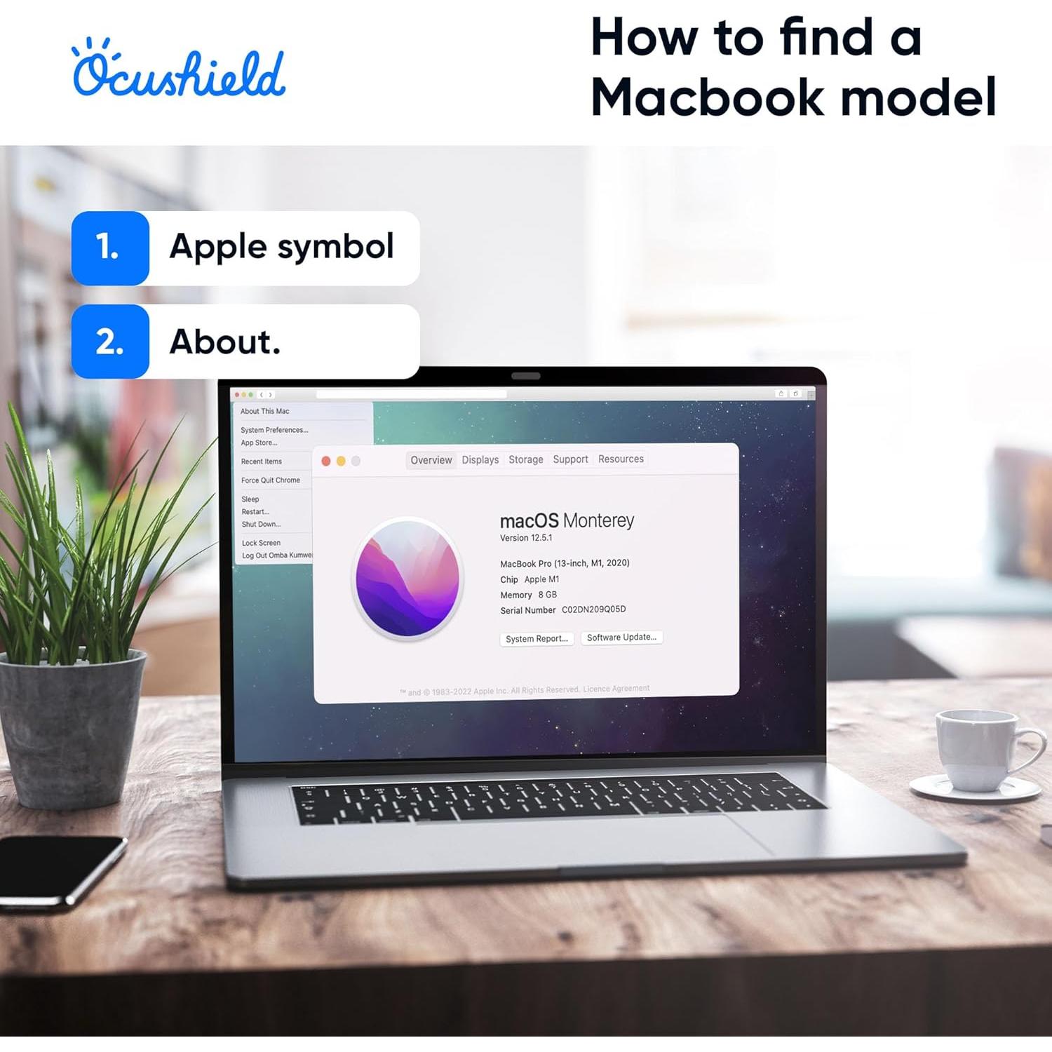 Protector de Pantalla Anti Luz Azul Ocushield para Macbook Pro 13