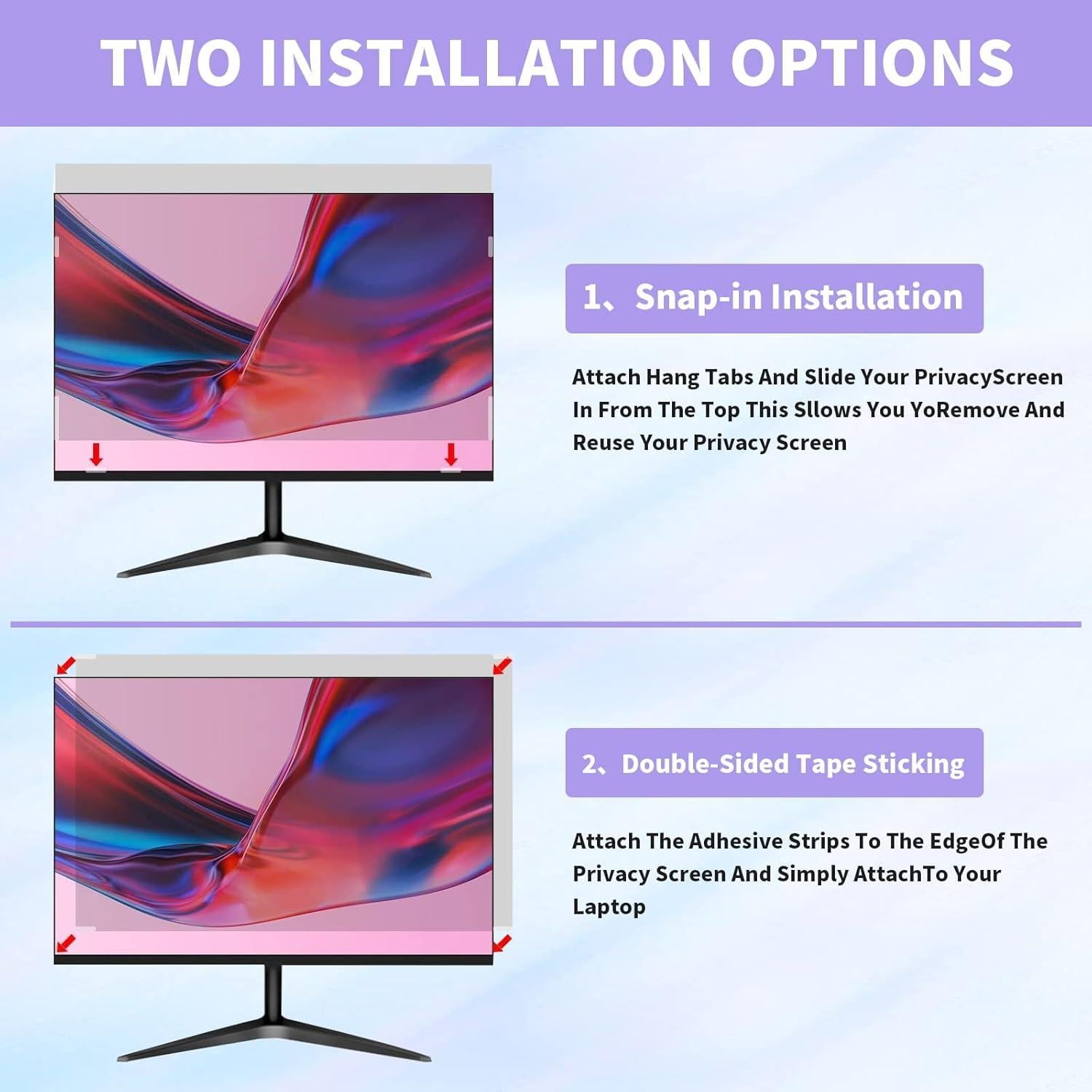 Paquete de 2 Pantallas de Privacidad 24" Halloive Antirreflejo