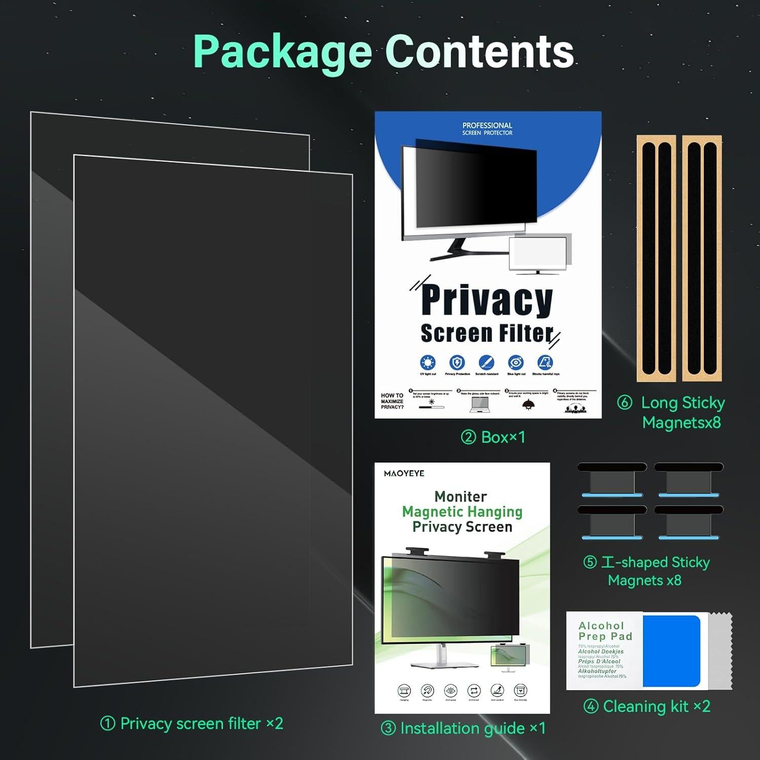 Pantalla de Privacidad Magnética 24" Mao Yeye 2 Paquete