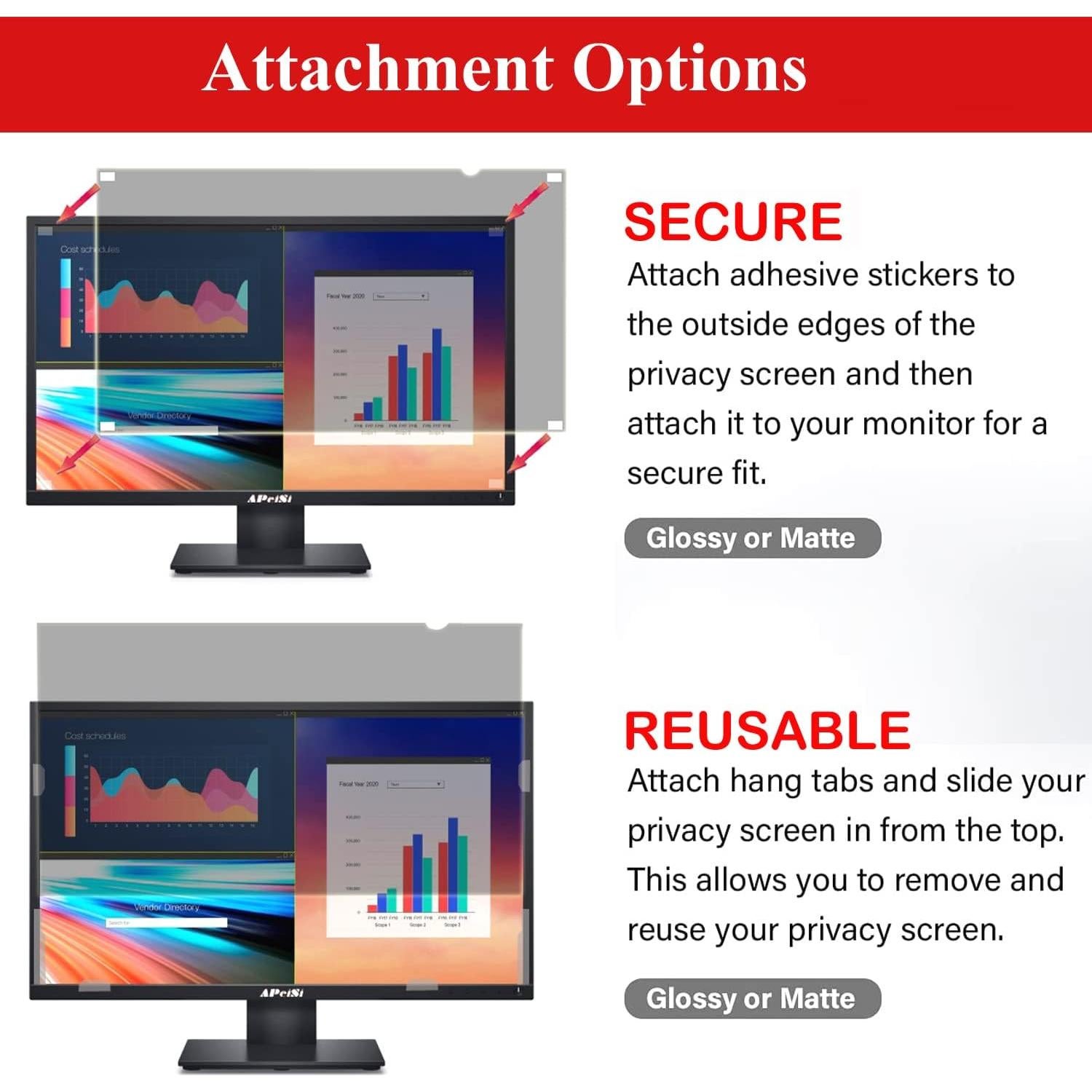 Filtro de Pantalla de Privacidad APeiSi 20" Antirreflejo 16:9