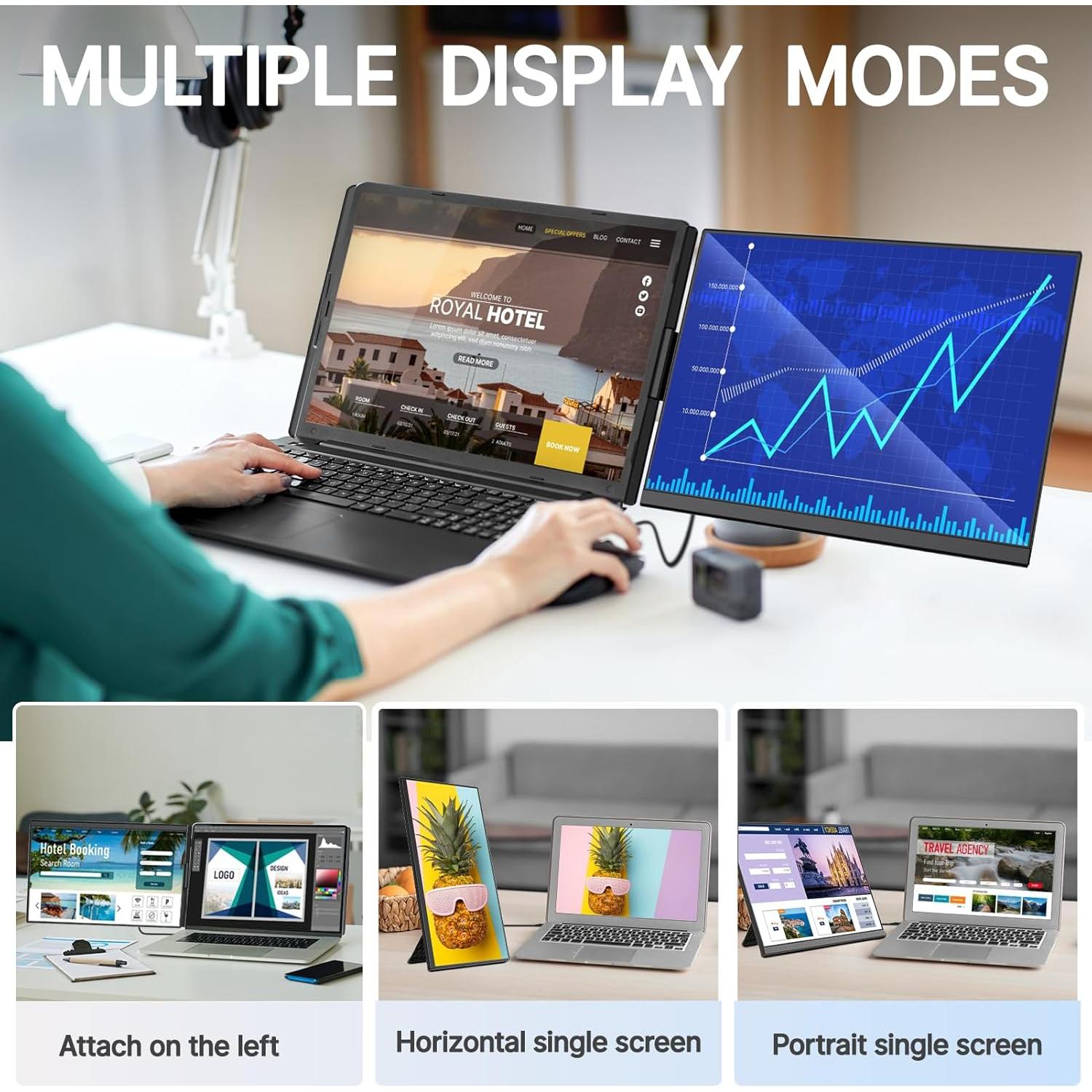 Extensor de Pantalla Doble Redalf 15.6" FHD 1080P para Laptop