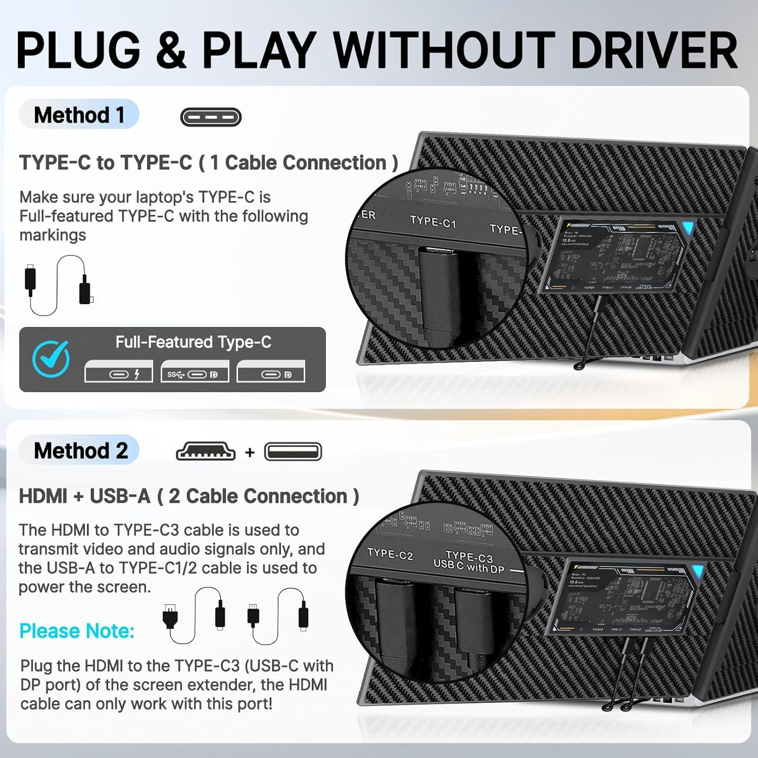 Extensor de Pantalla Doble Redalf 15.6" FHD 1080P para Laptop