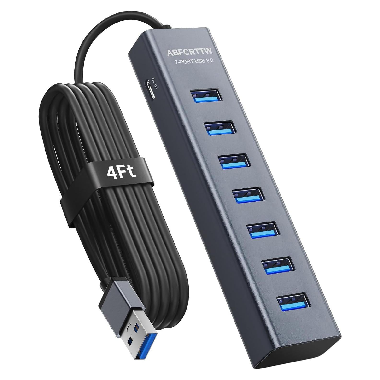 Concentrador USB 3.0 ABFCRTTW 7 Puertos Aluminio 1.2m