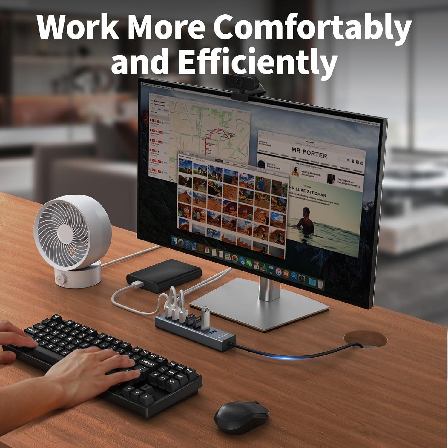 Concentrador USB 3.0 ABFCRTTW 7 Puertos Aluminio 1.2m