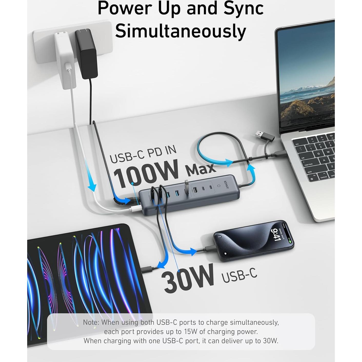Hub USB-C Anker 11-en-1 10Gbps con 4 Puertos USB-A y USB-C