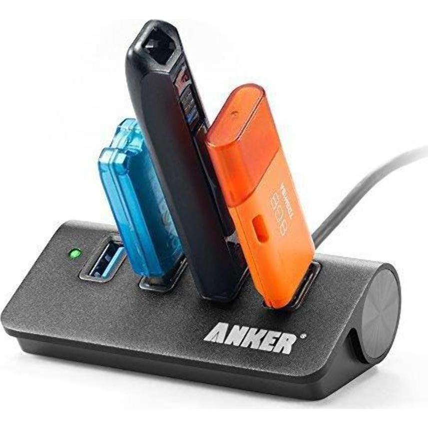 Hub USB 3.0 Anker de Aluminio 4 Puertos Portátil Negro