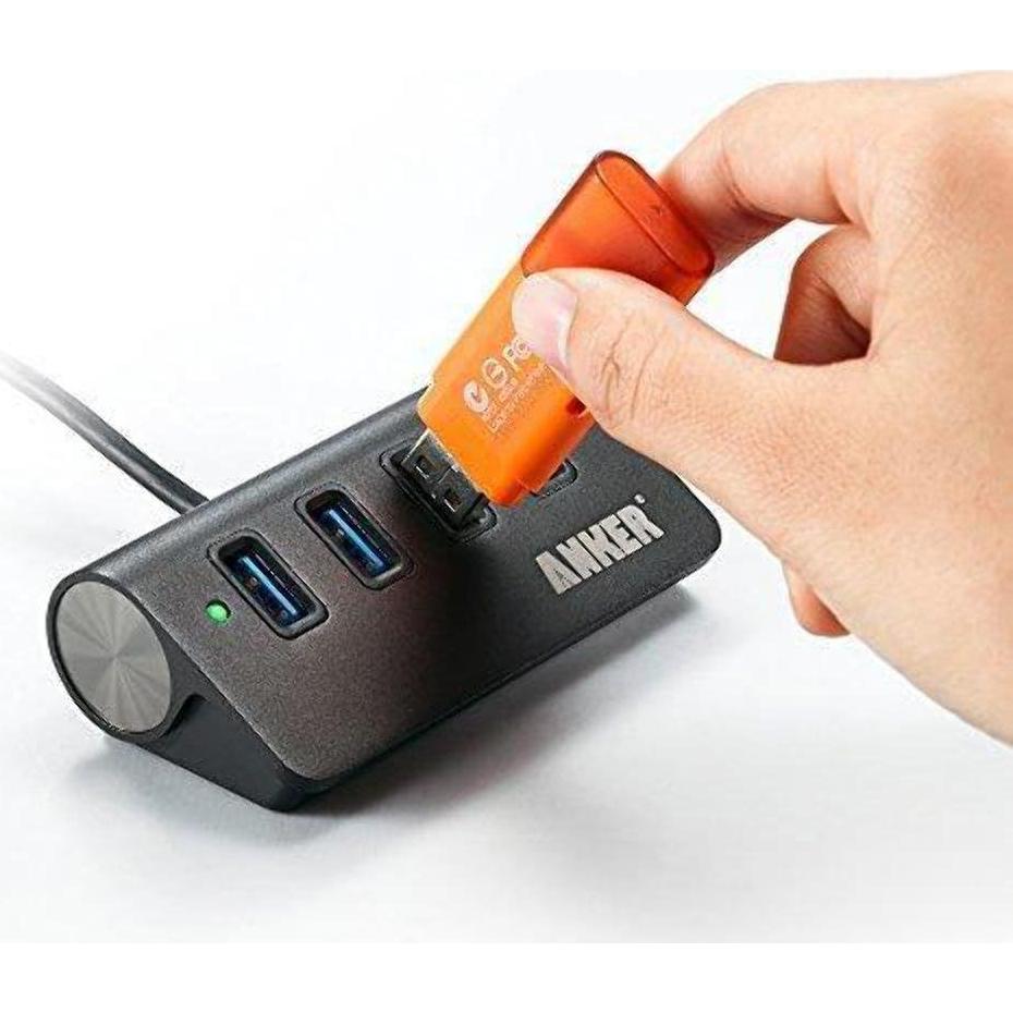 Hub USB 3.0 Anker de Aluminio 4 Puertos Portátil Negro