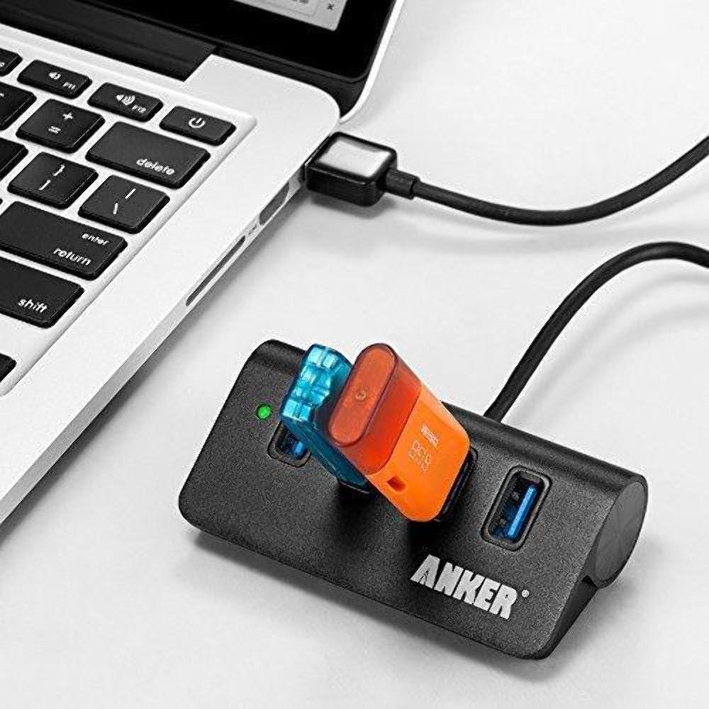 Hub USB 3.0 Anker de Aluminio 4 Puertos Portátil Negro