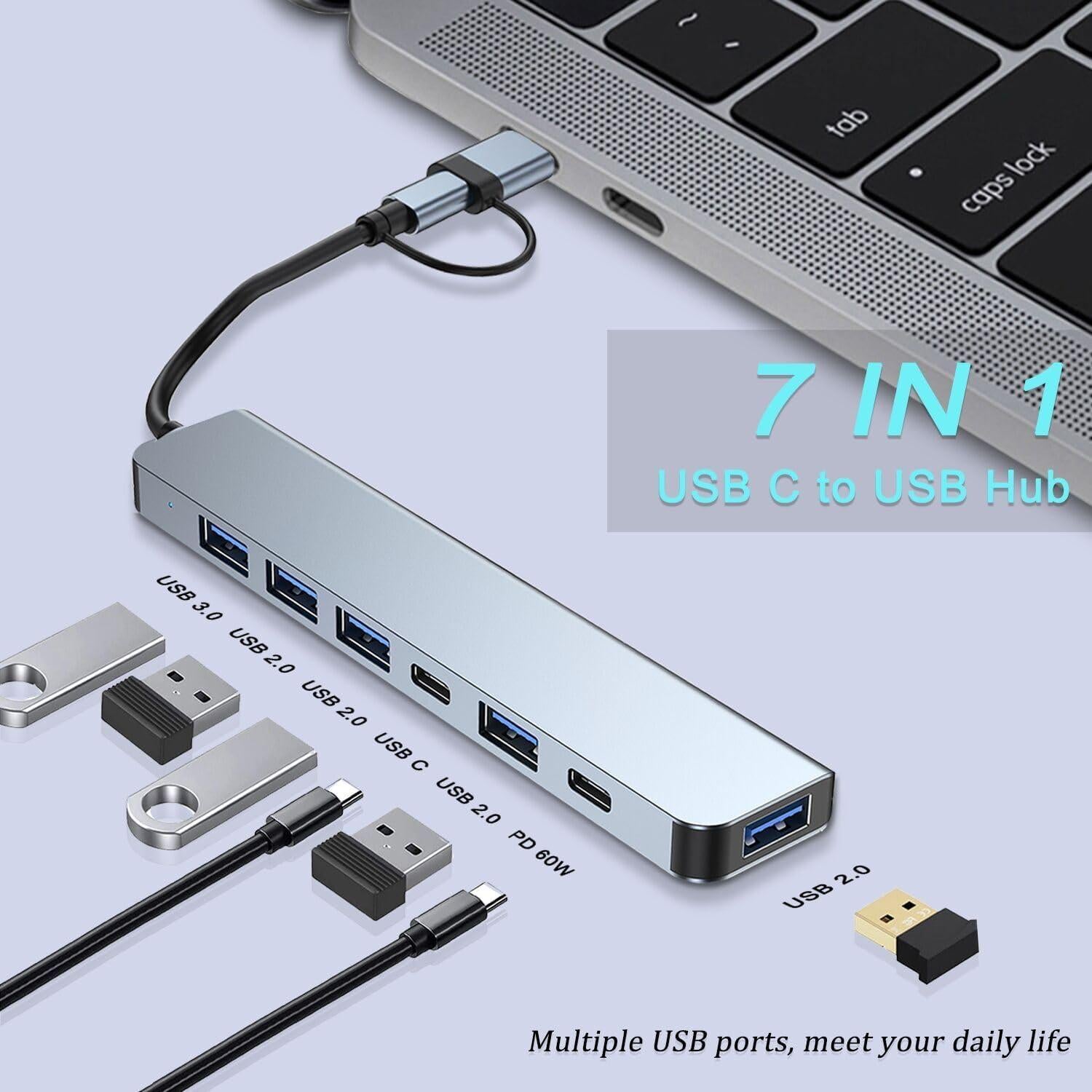 Hub USB C VIENON 7 en 1 Aluminio para MacBook y PC