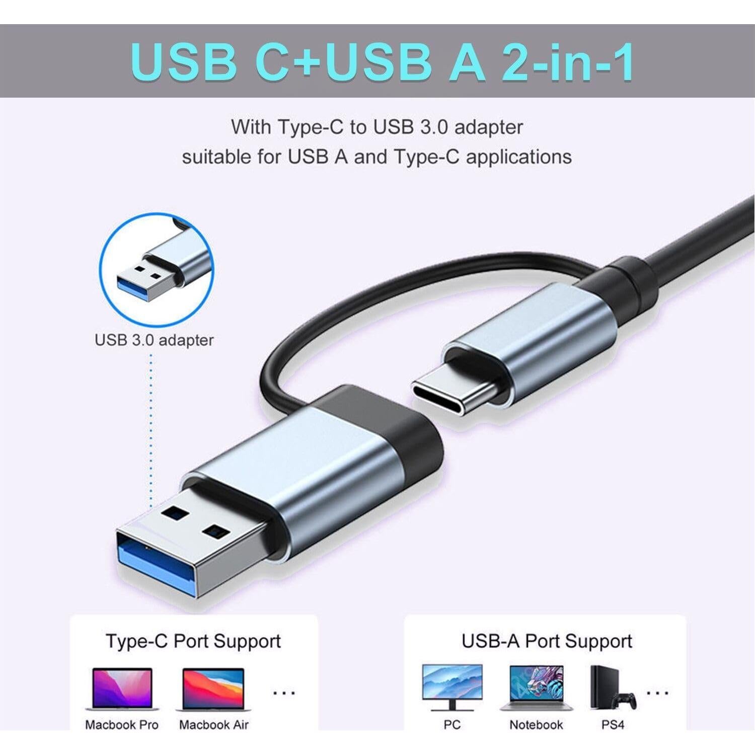 Hub USB C VIENON 7 en 1 Aluminio para MacBook y PC