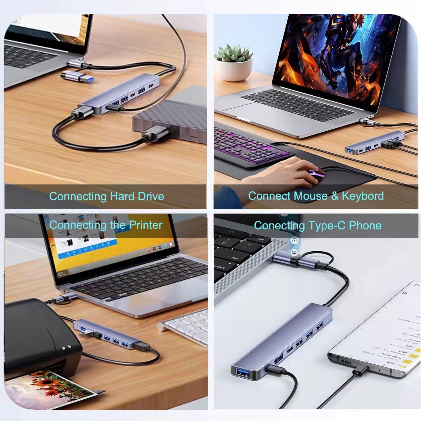 Hub USB C VIENON 7 en 1 Aluminio para MacBook y PC