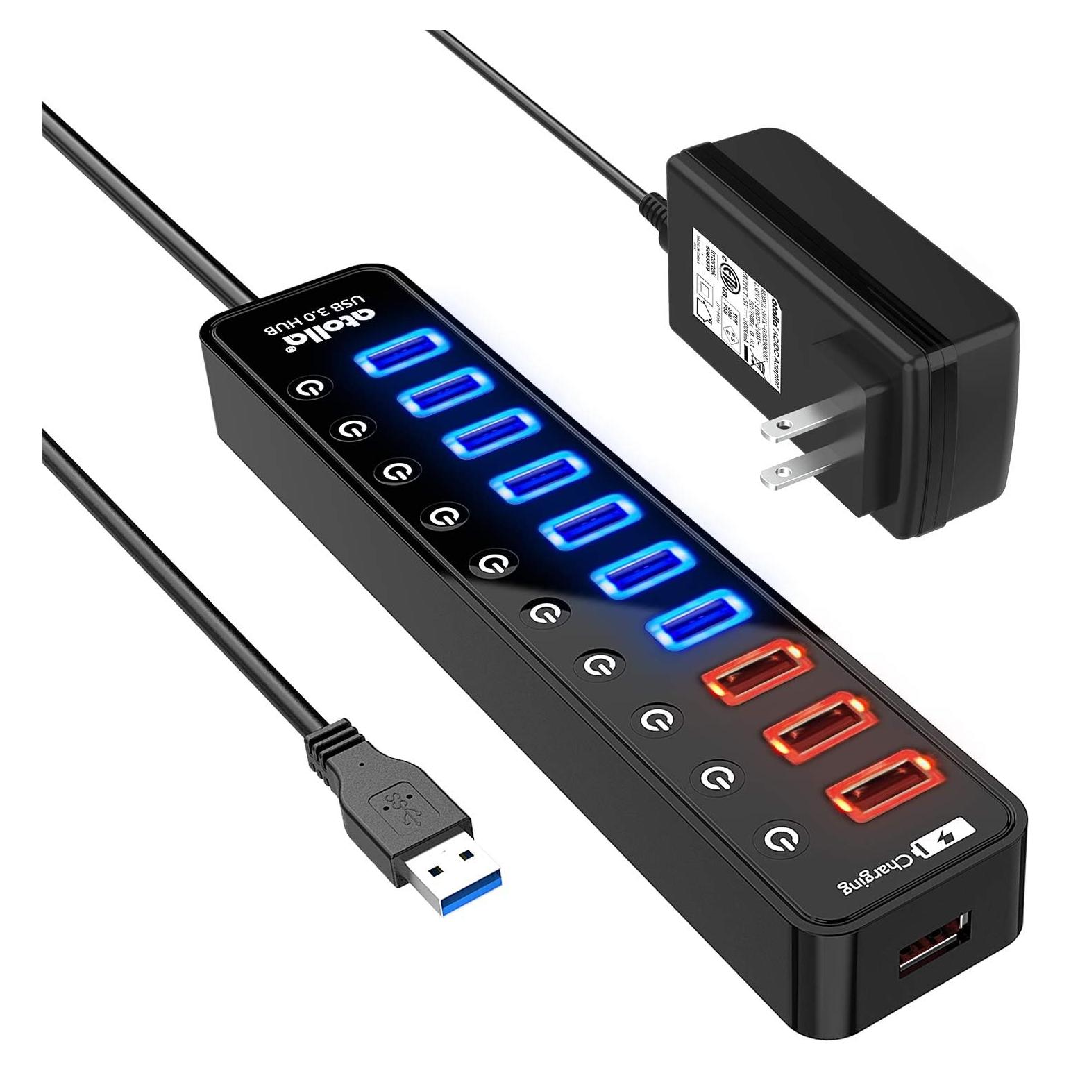Hub USB 3.0 Atolla 11 Puertos con Carga Inteligente 12V 4A