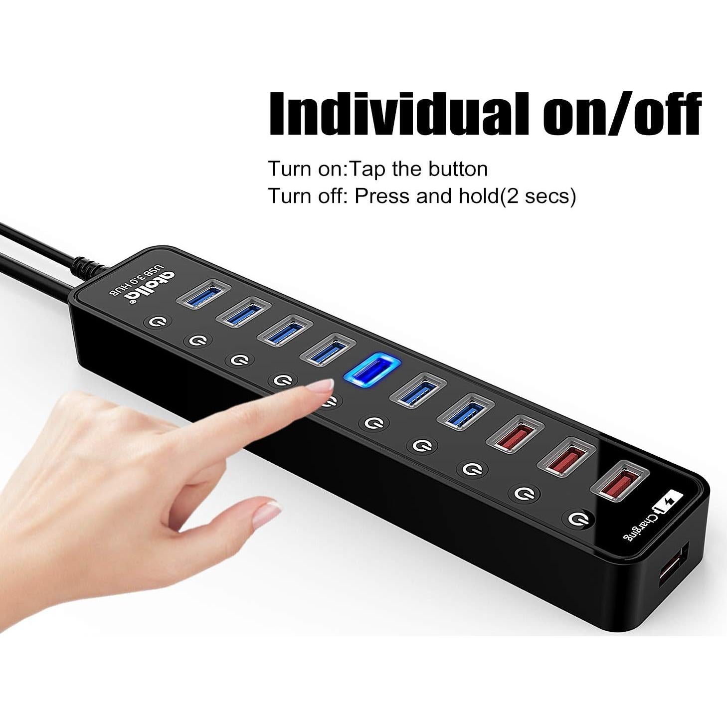 Hub USB 3.0 Atolla 11 Puertos con Carga Inteligente 12V 4A