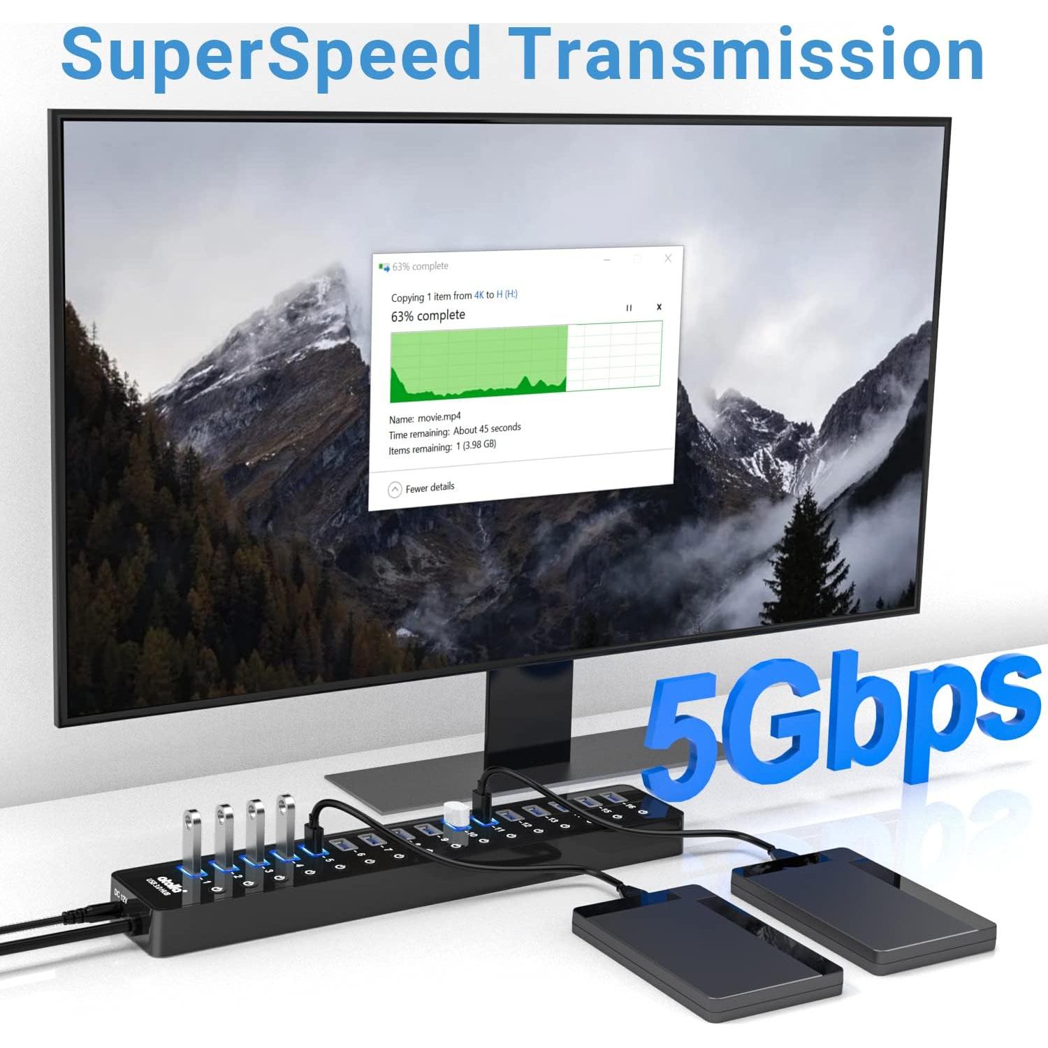 Hub USB 3.0 con Alimentación 16 Puertos SHENZHEN 12V/6A