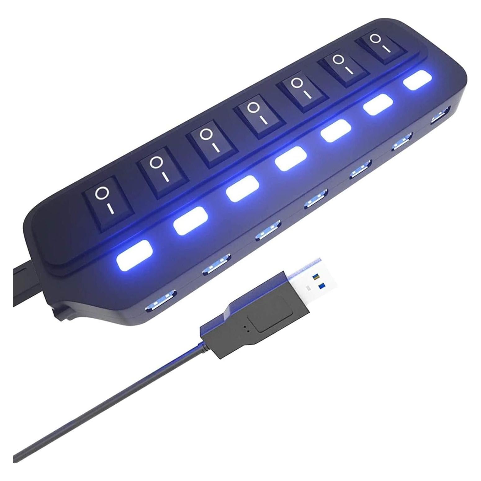 Hub USB 3.0 ONFINIO 7 Puertos con Interruptores LED 5 Gbps