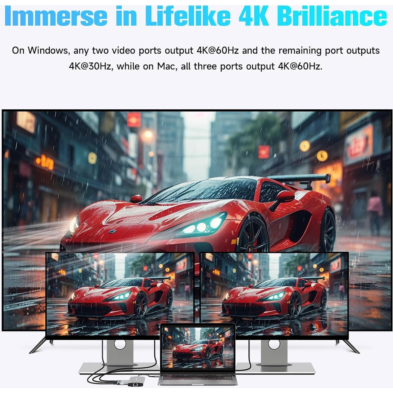 RSHTECH Hub USB C 12 en 1 Doble Monitor 4K Adaptador Multiport