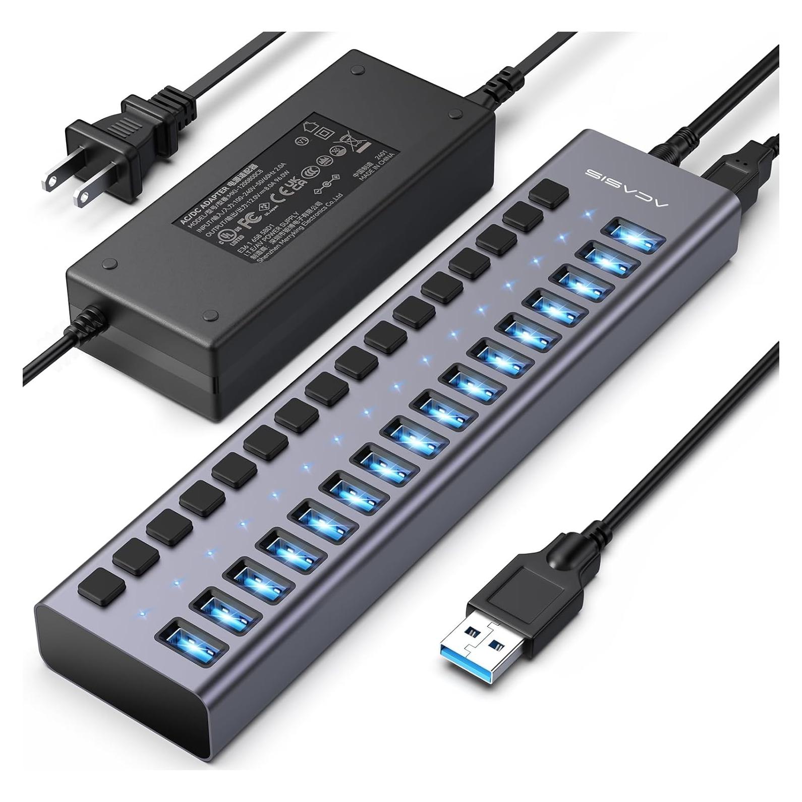 Hub USB 3.1 Alimentado ACASIS 16 Puertos 10Gbps 96W