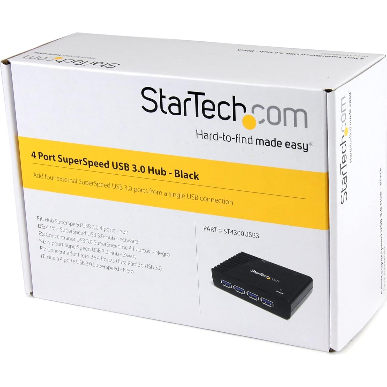 Hub USB 3.0 StarTech de 4 Puertos Alimentado 5Gbps