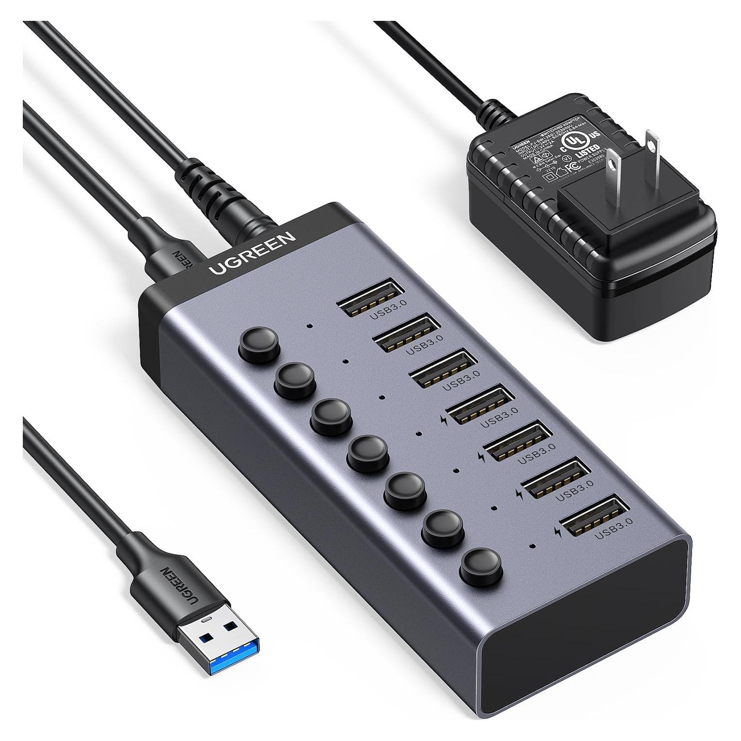 Hub USB 3.0 UGREEN 7 Puertos con Carga Inteligente y LED