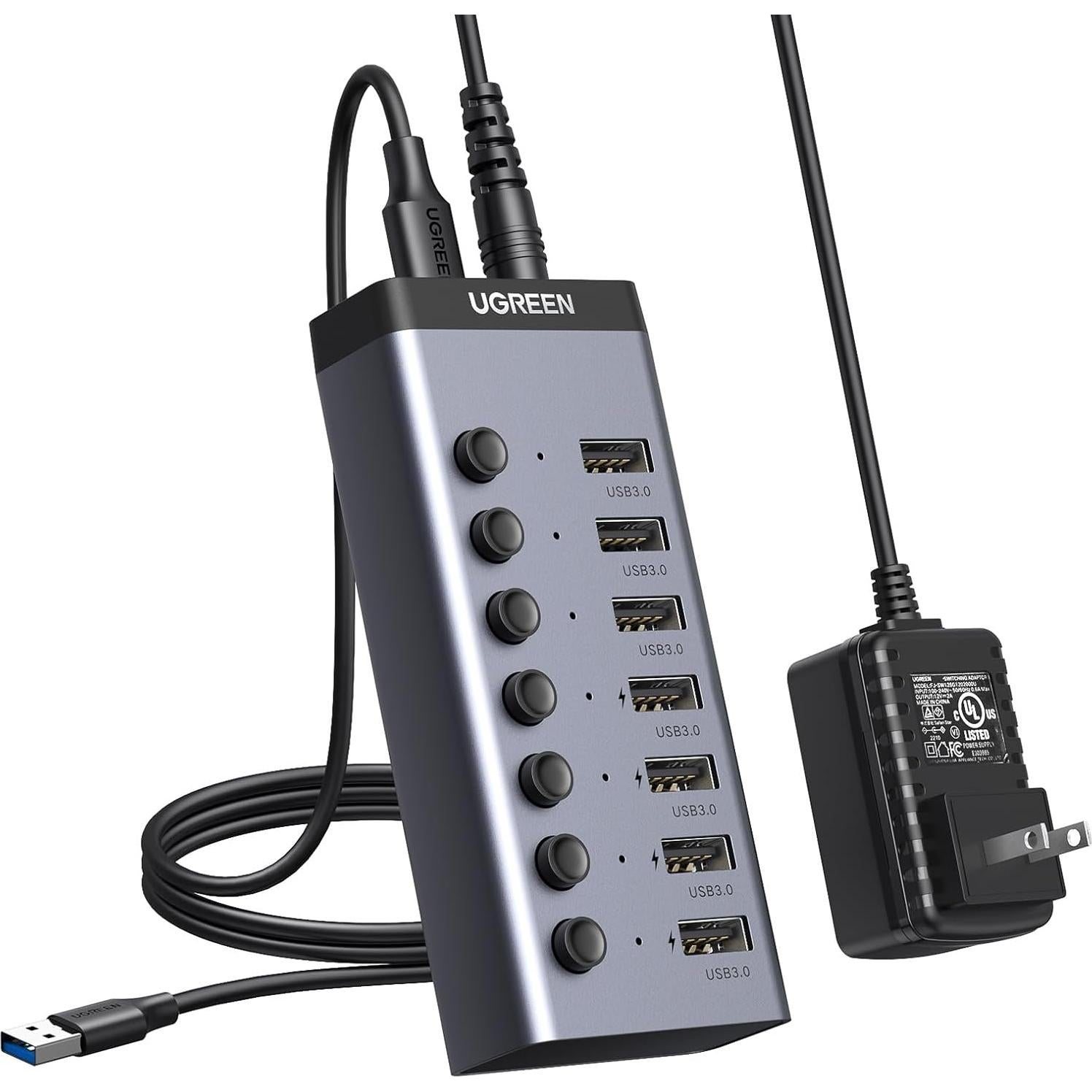 Hub USB 3.0 UGREEN 7 Puertos con Carga Inteligente y LED