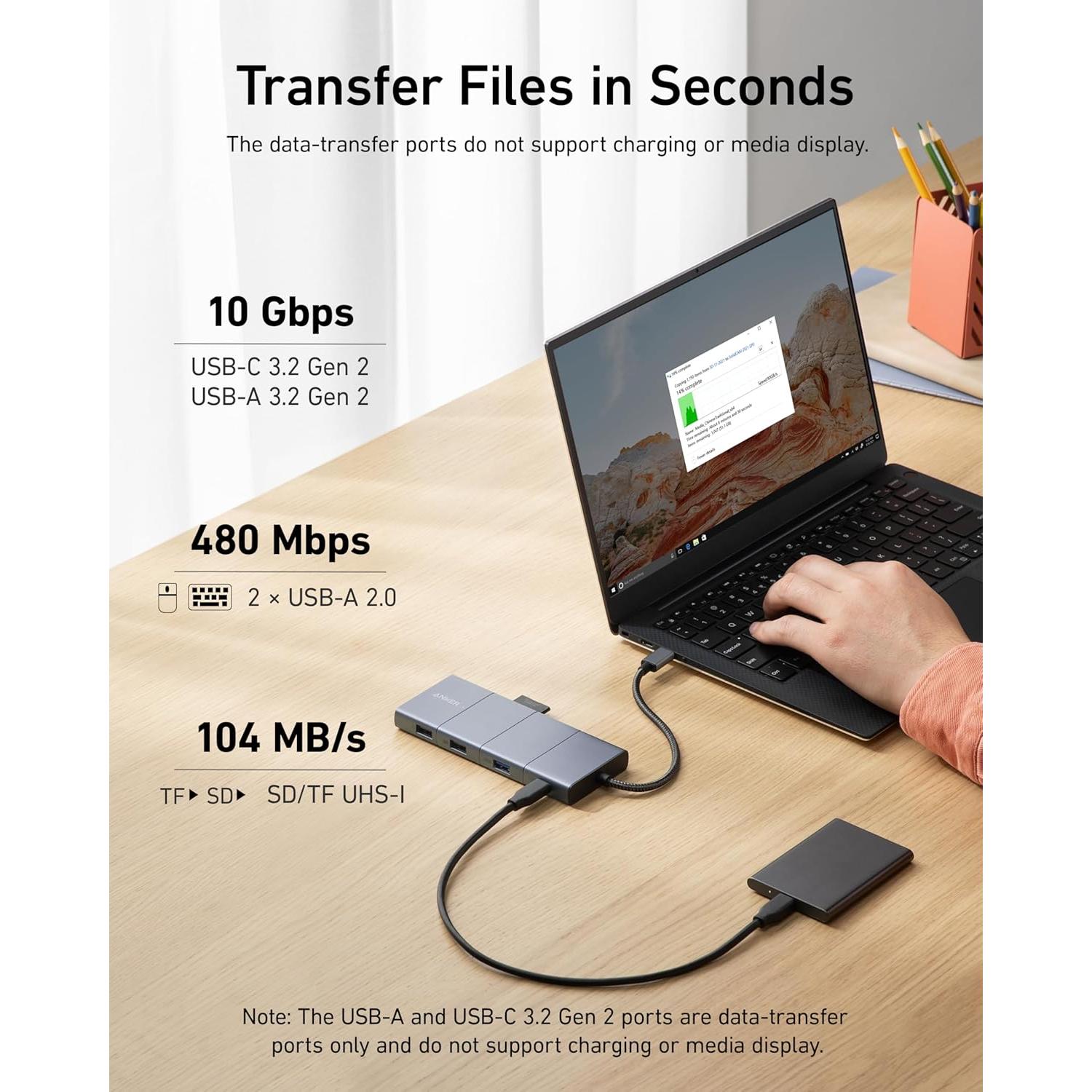 Hub USB-C Anker 11-en-1 con HDMI 4K y 85W de Carga