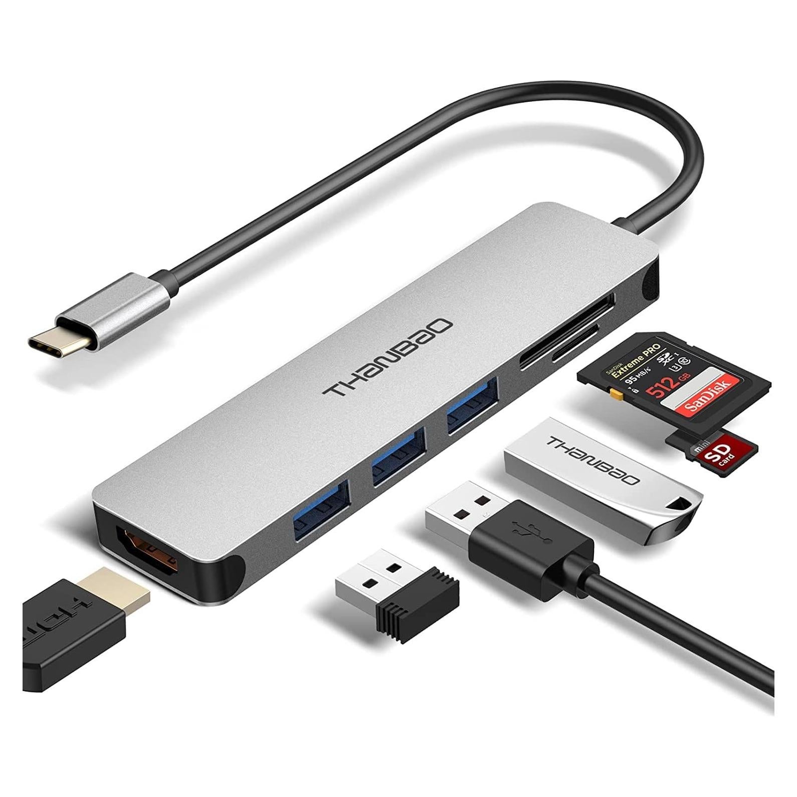 Adaptador Multiport USB C Hub ThanBao 7 en 1 HDMI 4K 3 USB 3.0