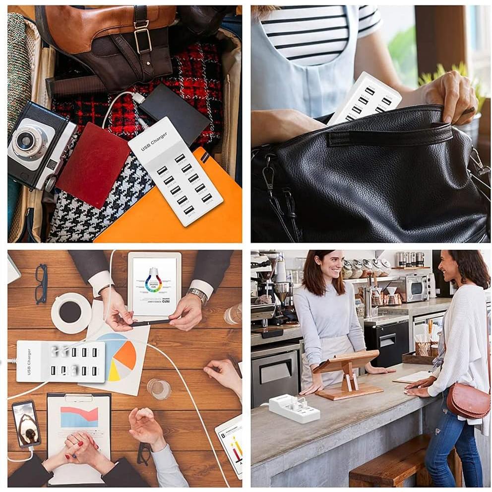 Estación de Carga USB de Pared 10 Puertos ShenZhen 5V 50W