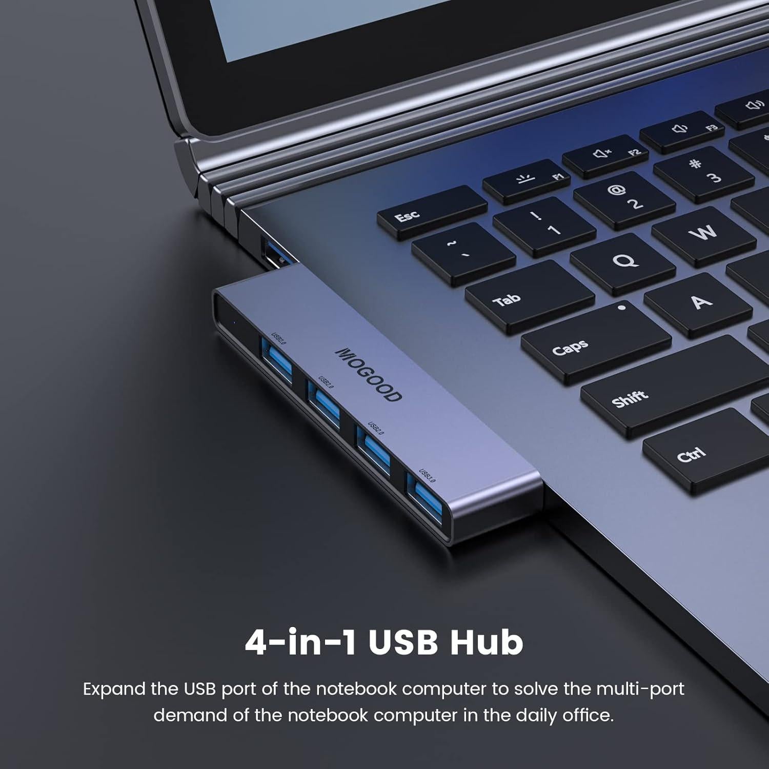 Hub USB MOGOOD 4 Puertos 3.0 Ultra Delgado para Laptop