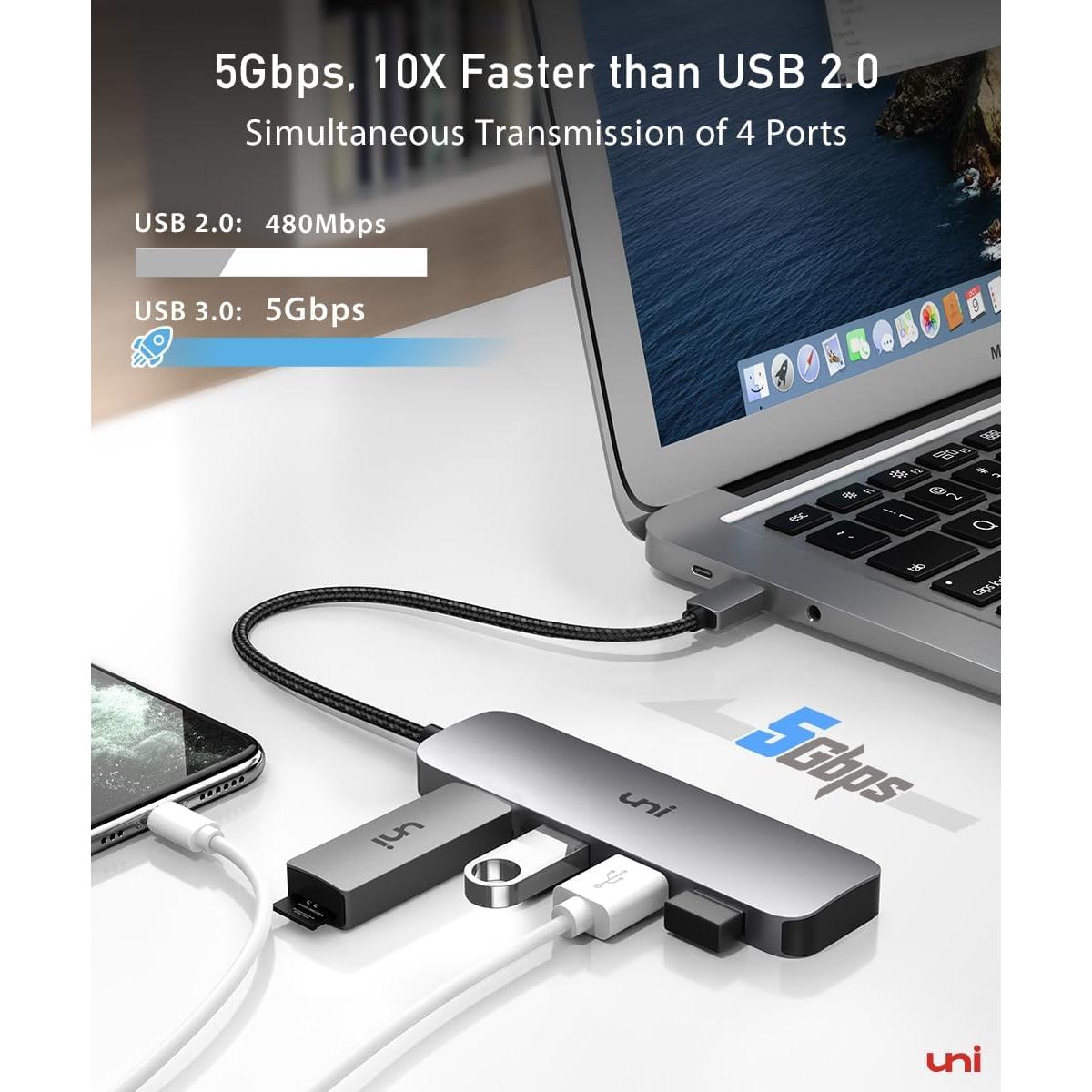 Adaptador USB C a 4 USB A uni, Hub Thunderbolt 3/4 50g