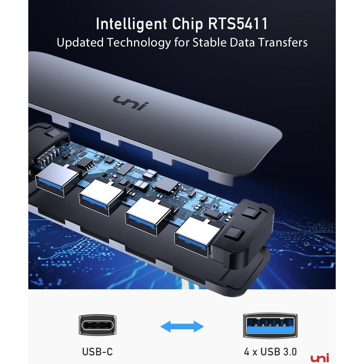 Adaptador USB C a 4 USB A uni, Hub Thunderbolt 3/4 50g