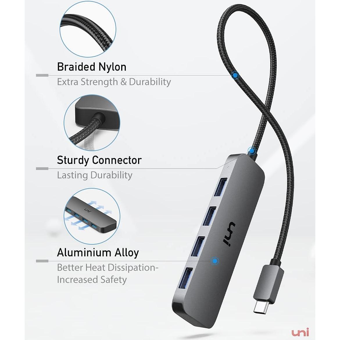 Adaptador USB C a 4 USB A uni, Hub Thunderbolt 3/4 50g