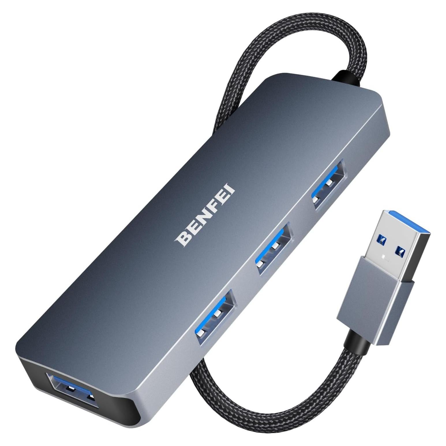 Hub USB 3.0 BENFEI 4 Puertos Ultra Delgado Gris
