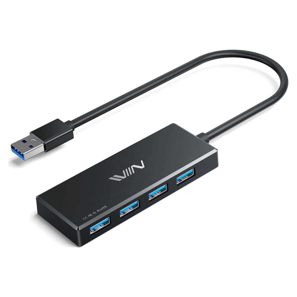 Hub USB 3.0 de 4 Puertos Adaptador Multiport Negro
