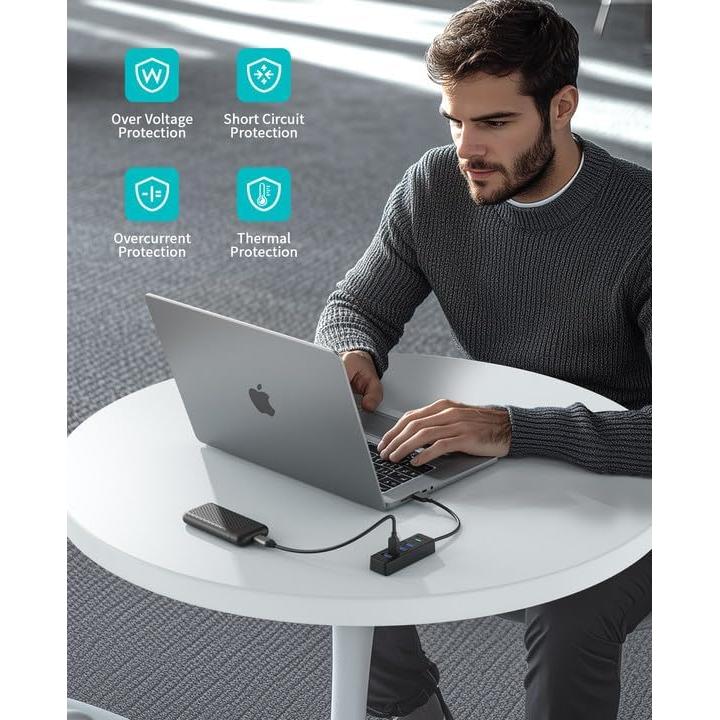 Hub USB 3.2 PHIXERO Compacto 4 Puertos 0.49m Alta Velocidad