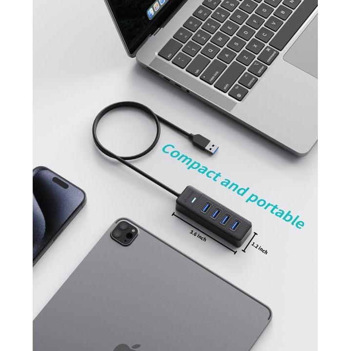 Hub USB 3.2 PHIXERO Compacto 4 Puertos 0.49m Alta Velocidad