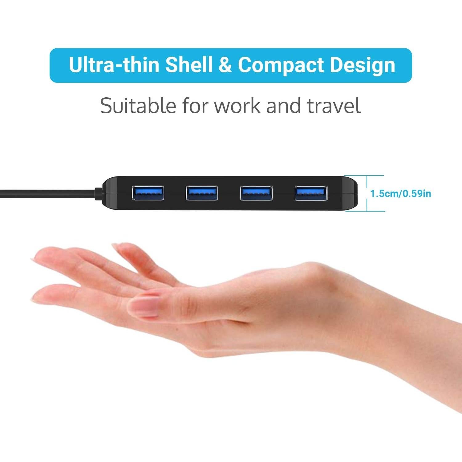 Hub USB 3.0 Bauihr de 4 Puertos Ultra Delgado con Interruptores